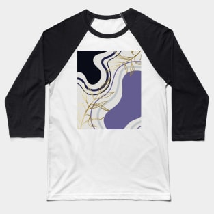 Abstract Shapes and Florals - Pastel Purple, Navy Blue, and Gold Baseball T-Shirt